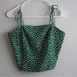 Green Floral Crop Top